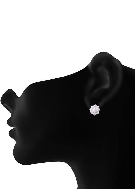925 Sterling Silver Designer Flower shape Cz Studs