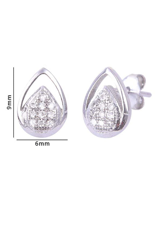 925 Sterling Silver Designer and Trendy Drop Shape Cz Studs