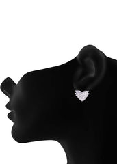 925 Sterling Silver Designer Love Heart Studs With Cubic Zirconia CZ Stones