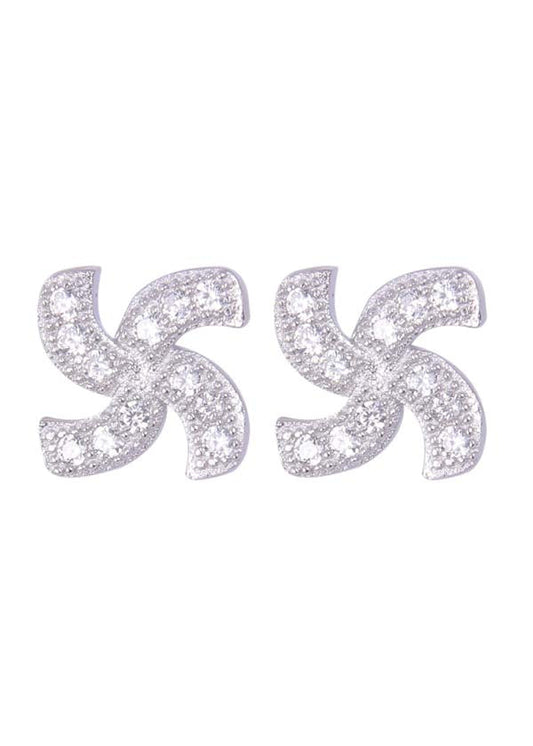 925 Sterling Silver Geomatrical Cz Studs