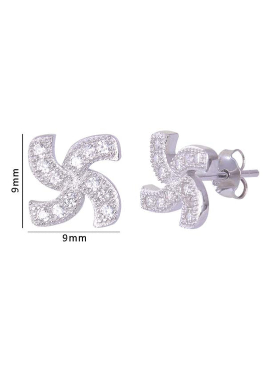 925 Sterling Silver Geomatrical Cz Studs