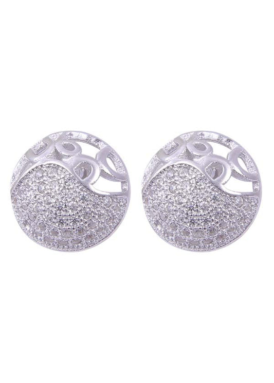 925 Sterling Silver Designer Round Shape Cz Studs