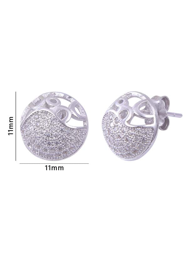 925 Sterling Silver Designer Round Shape Cz Studs