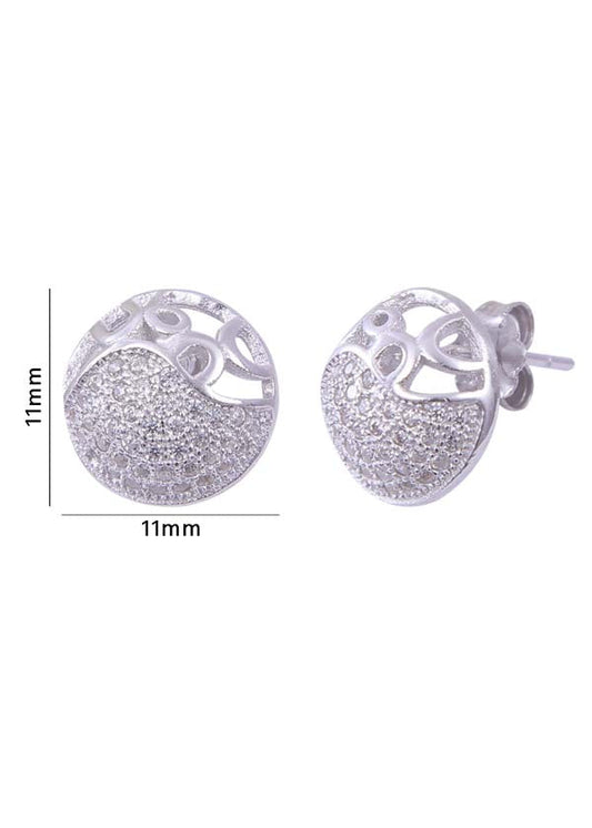 925 Sterling Silver Designer Round Shape Cz Studs