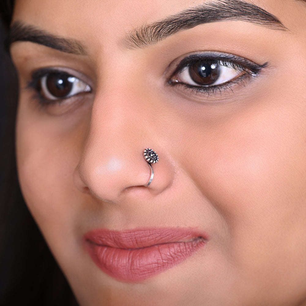 Oxidized Designer Light Weighted Clip on Nose Pin in 92.5 Silver