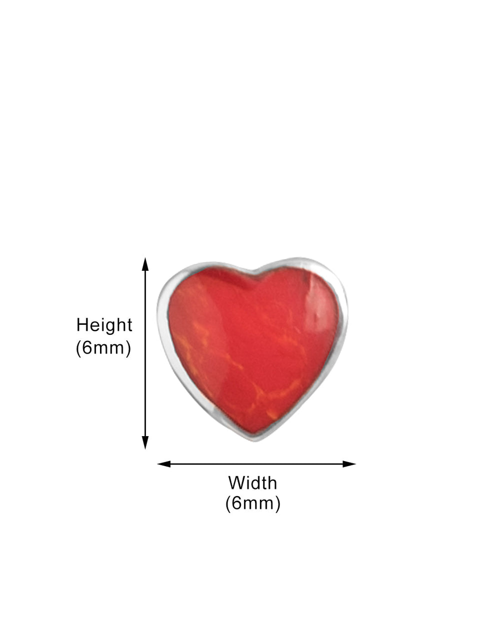 Designer Love Heart Red Studs in 92.5 Sterling Silver