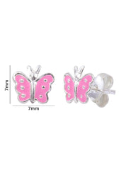 Cute and Elegant Pink Enamel Small Butterfly Studs Earrings