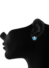 Cute and Elegant Blue Enamel Small Butterfly Studs Earrings