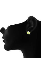 Elegant Yellow Enamel Small Butterfly Studs Earrings