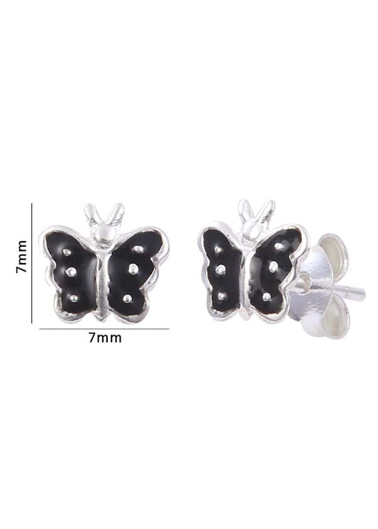 Cute and Elegant Black Enamel Small Butterfly Studs