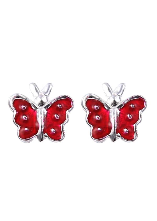 Red Enamel Small Butterfly Studs Earrings