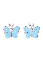 Elegant Enamel Small Butterfly sky Blue Studs Earrings