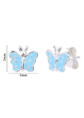 Elegant Enamel Small Butterfly sky Blue Studs Earrings