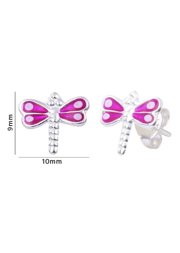 Cute and Beautiful Enamel Dragon Fly 925 Silver Studs Earrings