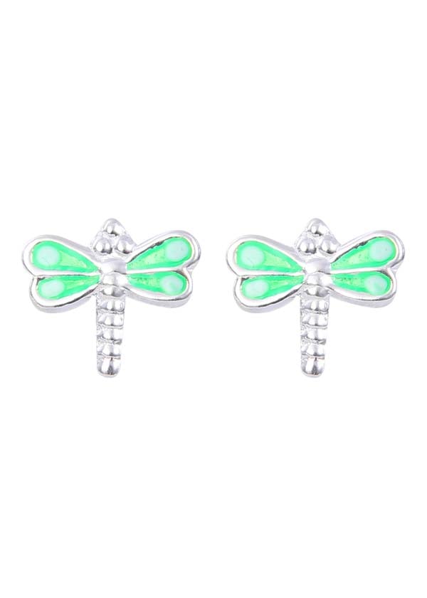 Cute and Beautiful Enamel Dragon Fly 925 Silver Studs Earrings