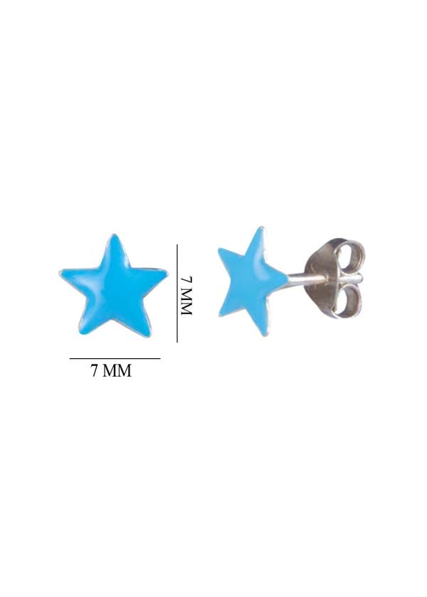 Blue Star Sterling Silver Enamel Studs Earrings
