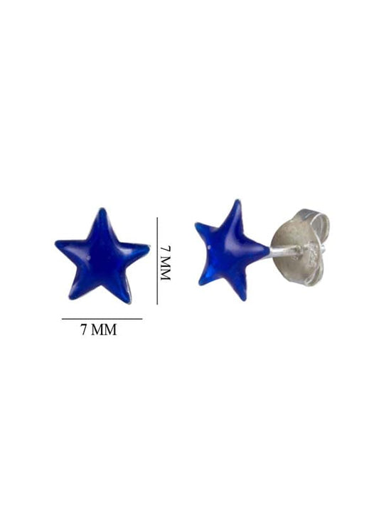 Royal Blue Star Sterling Silver Cute Enamel Studs Earrings