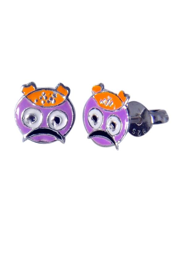 Pure 925 Sterling Silver Cute and Elegant Enamel Studs Earrings