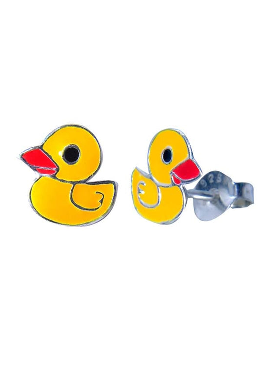 Sterling Silver Yellow Duck Studs Earrings