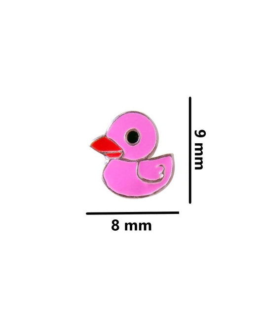 Sterling Silver Elegant Pink Duck Studs