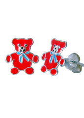 Elegant Enamel Red Teddy Studs