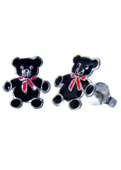 Elegant Enamel Black Teddy Studs