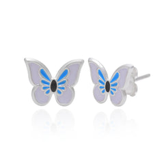 Pure 925 Sterling Silver Cute and Elegant Enamel Butterfly Studs Earrings for Kids