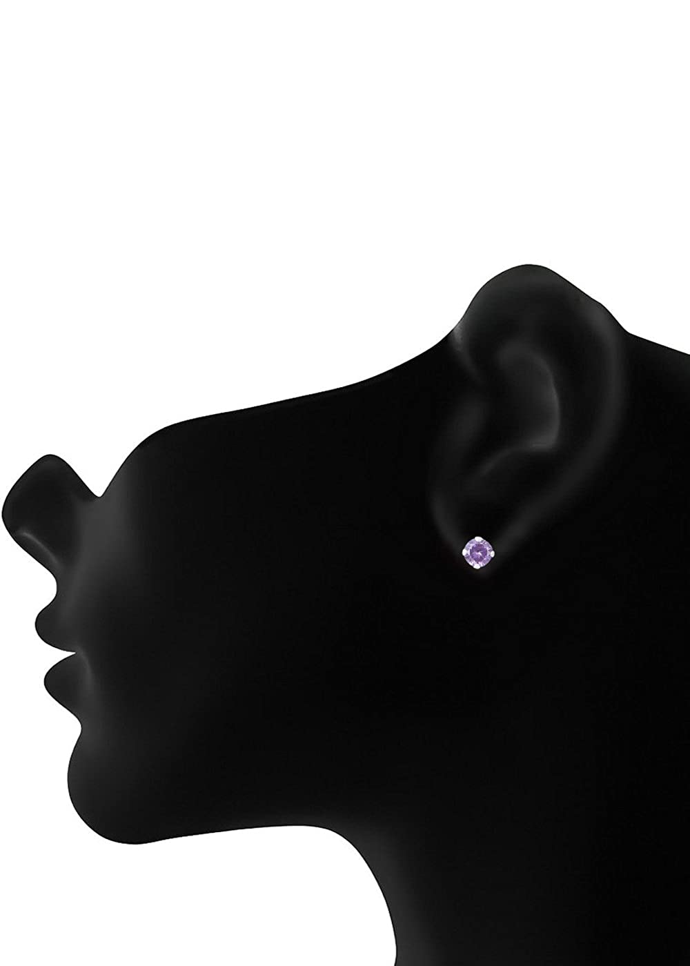 92.5 Sterling Silver Amethyst Light Purple 4mm Stone Piercing Stud Earrings