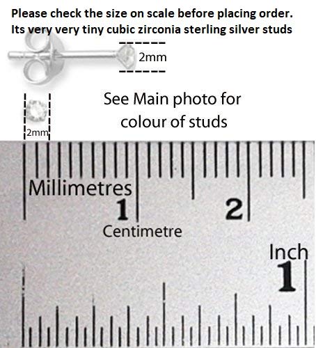 Sterling Silver COMBO of Round shape 2mm Single White and Black Cubic Zircon (CZ) Stone Solitaire Stud Earrings