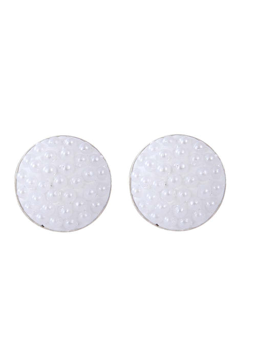 White Pearl Round Studs in 92.5 Silver - Default Title - Abhooshan