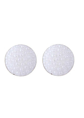 White Pearl Round Studs in 92.5 Silver