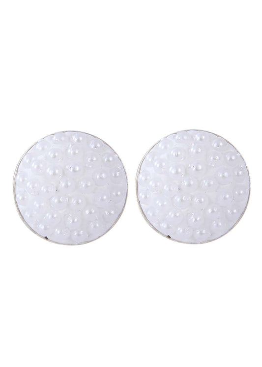 Good looking White Pearl Round Studs in Silver