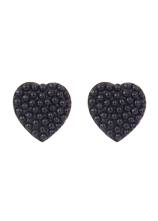 92.5 Sterling Silver Pair of black pearl Heart shape Studs