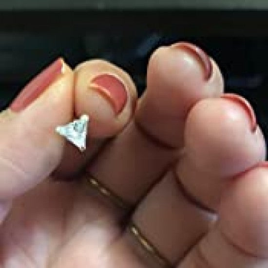 925 Sterling Silver pair of Triangle shape 6mm White Cubic Zircon (CZ) Stone Unisex Stud Earrings
