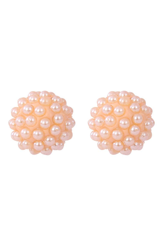 92.5 Sterling Silver Orange Pearl Studs in Silver