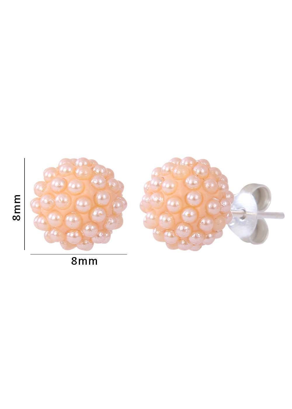92.5 Sterling Silver Orange Pearl Studs in Silver