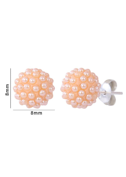 92.5 Sterling Silver Orange Pearl Studs in Silver