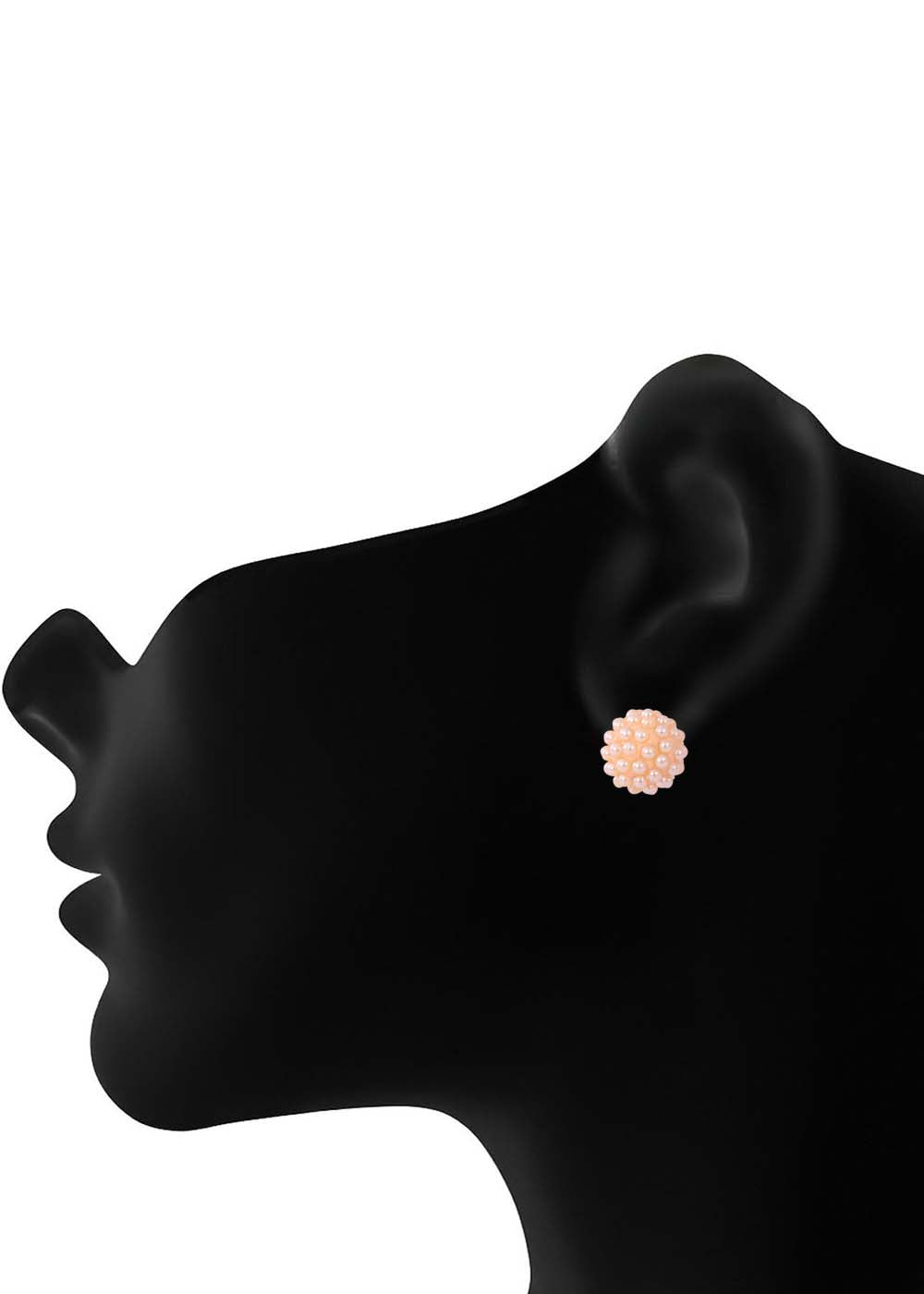 92.5 Sterling Silver Orange Pearl Studs in Silver