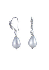 Drop shaped Pearl 92.5 Sterling Silver Earrings with designer earwire