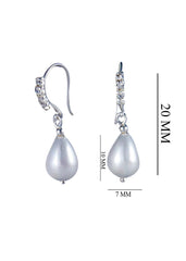 Drop shaped Pearl 92.5 Sterling Silver Earrings with designer earwire