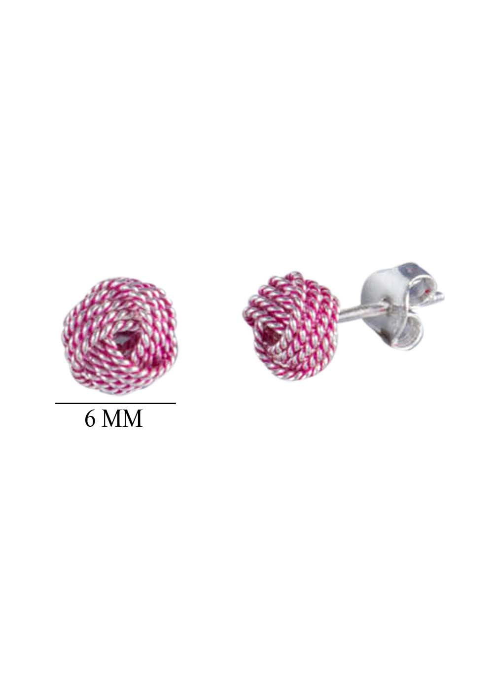 Enamel Pink 92.5 Sterling Silver Twisted Knot stud Earrings