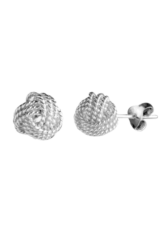 92.5 Sterling Silver Twisted Knot Stud Earrings