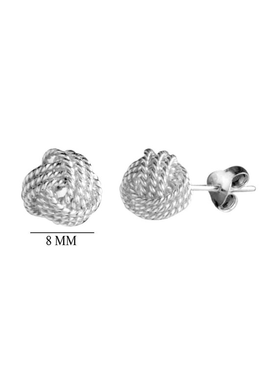 92.5 Sterling Silver Twisted Knot Stud Earrings