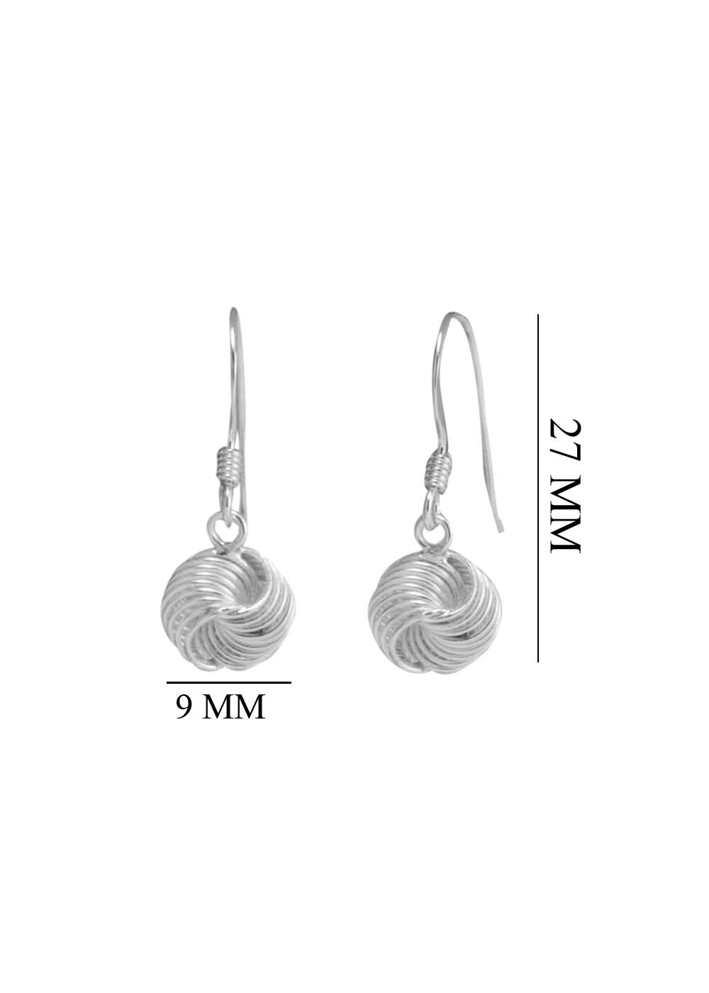 Designer 92.5 Sterling Silver Twisted Knot Hanging Earrings