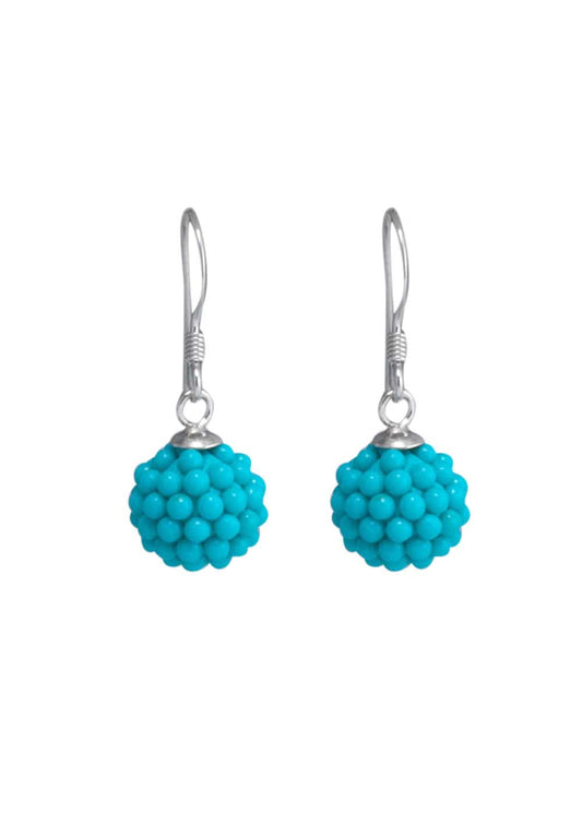 Round Aqua Blue Turquoise Micro Pearl Ball with Sterling Silver