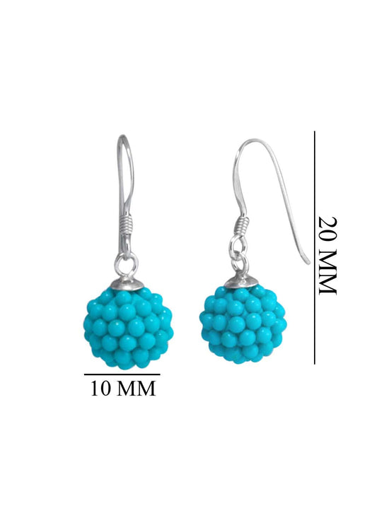 Round Aqua Blue Turquoise Micro Pearl Ball with Sterling Silver