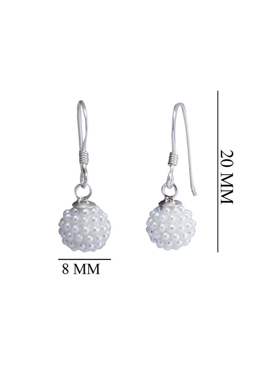 Designer Round Micro Pearl Ball with 92.5 Sterling Silver Ear Wire