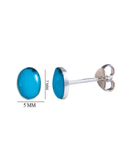 Good Looking Studs in Oval Shape Blue Turquoise and 92.5 Sterling Silver