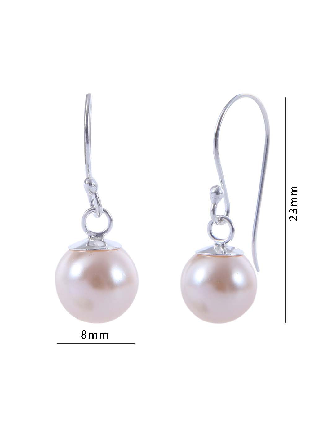 Pair of Creme colour Pearl Hangings with 92.5 Sterling Silver Ear Wire