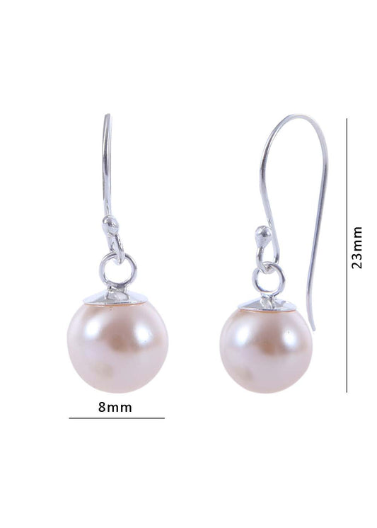 Pair of Creme colour Pearl Hangings with 92.5 Sterling Silver Ear Wire